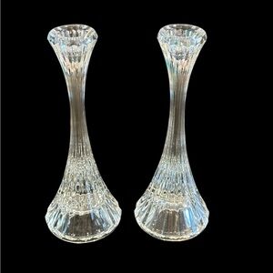 Vintage Mikasa Crystal Taper Candle Holders 8" tall Park Lane Set Of 2